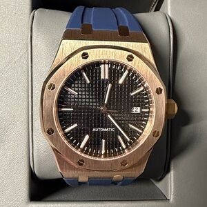 Luxury Hand Crafted rose Gold and Blue Men's Watch
